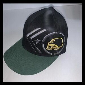 Metal Mulisha Raze Curved Black And Green Flex fit Hat Size L-XL‎